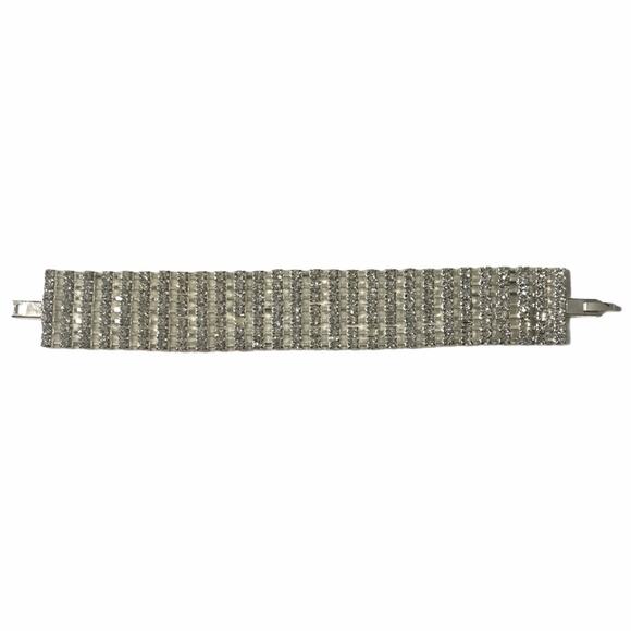 Vintage Multi-Cup Chain Rhinestone Bracelet Silver - Picture 1 of 5